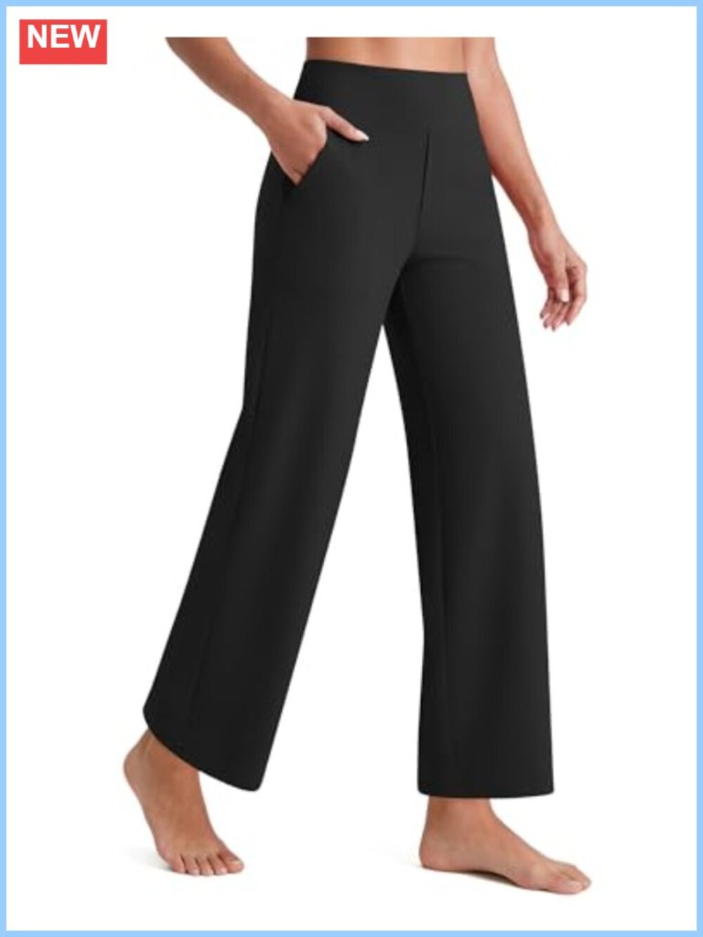 Wide Leg Ankle Pants for Petite Women with Pockets Stretch Yoga Casual